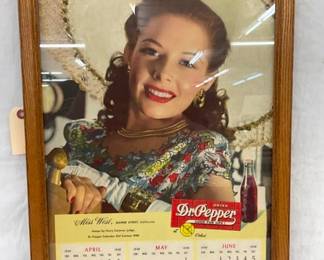 FRAMED DR. PEPPER CALENDAR 1948 PARTIAL