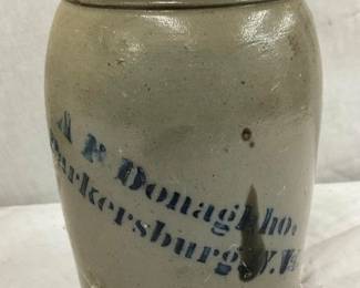 1/2G. A. P. DONAGHHO BLUE DECO POTTERY CROCK