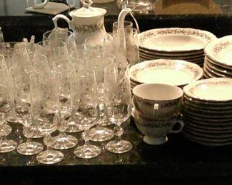 Etched Crystal and High end Dinnerware Set