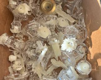 350+ candlestick holders with wax in boxes