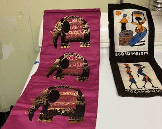 Vietnamese textile circa 1950s; Mozambique textile batik