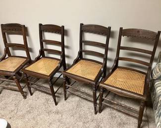 Circa 1900 antique wicker bottom chairs