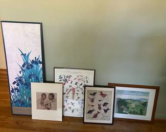 Framed art prints Grandma Moses etc.