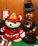 FIREFIGHTERS TOY BEAR AND WC FIELDS 'AH YES" LAMP