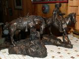 TWO CAST WESTERN COWBOY STATUES - AGE UNKNOWN