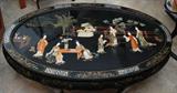 ORIENTAL OVAL COFFEE TABLE WITH JADEITE - MOTHER OF PEARL