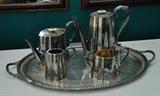 ANTIQUE SHEFFIELD SILVERPLATE - ORNATE COFFEE / TEA SET, 4 PIECES. CIRCA 1870, JOHN ROUND & SONS 1863-1957 SHEFFIELD ENGLAND, 
IT IS CONSIST OF 4 SERVING PIECES; TEA /COFFEE POT, SUGAR HOLDER, MILK HOLDER. BEAUTIFUL METAL DESIGN, HAS NOT BEEN POLISHED