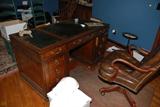 "HEKMAN" DESK AND LEATHER CHAIR
