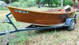 2000 HIGH SIDE WOOD DRIFT BOAT W/MOTOR & TRAILER