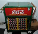Coca-Cola Cooler: 1929 Glascock Reproduction: Stand Up Ice Chest w/ Umbrella and Salesman sample reproduction of the 1929 Glascock ice chest