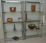 PAIR OF CHROME ETAGERES 1970 ~ MILO BAUGHMAN STYLE