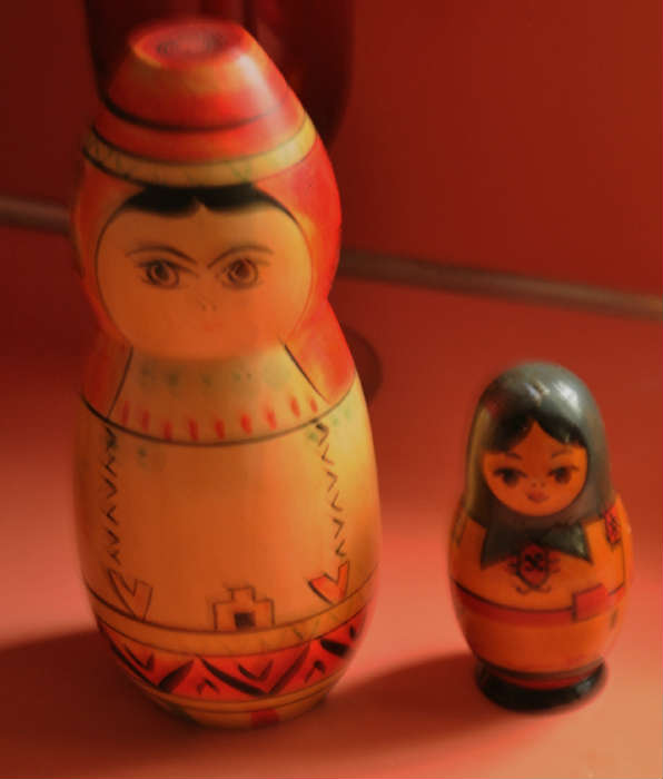 RUSSIAN PAINTED WOOD OBJECTS ~ MATRIOSKA NESTED DOLLS