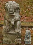 TWO PAIRS OF FU [FOO] CHINESE GUARDIAN LIONS [SHISHI] ~ FOO DOGS~ FROM BEIJING

LARGER OF TWO IS OUTDOORS AND SMALLER IS ON MANTLE IN HOUSE