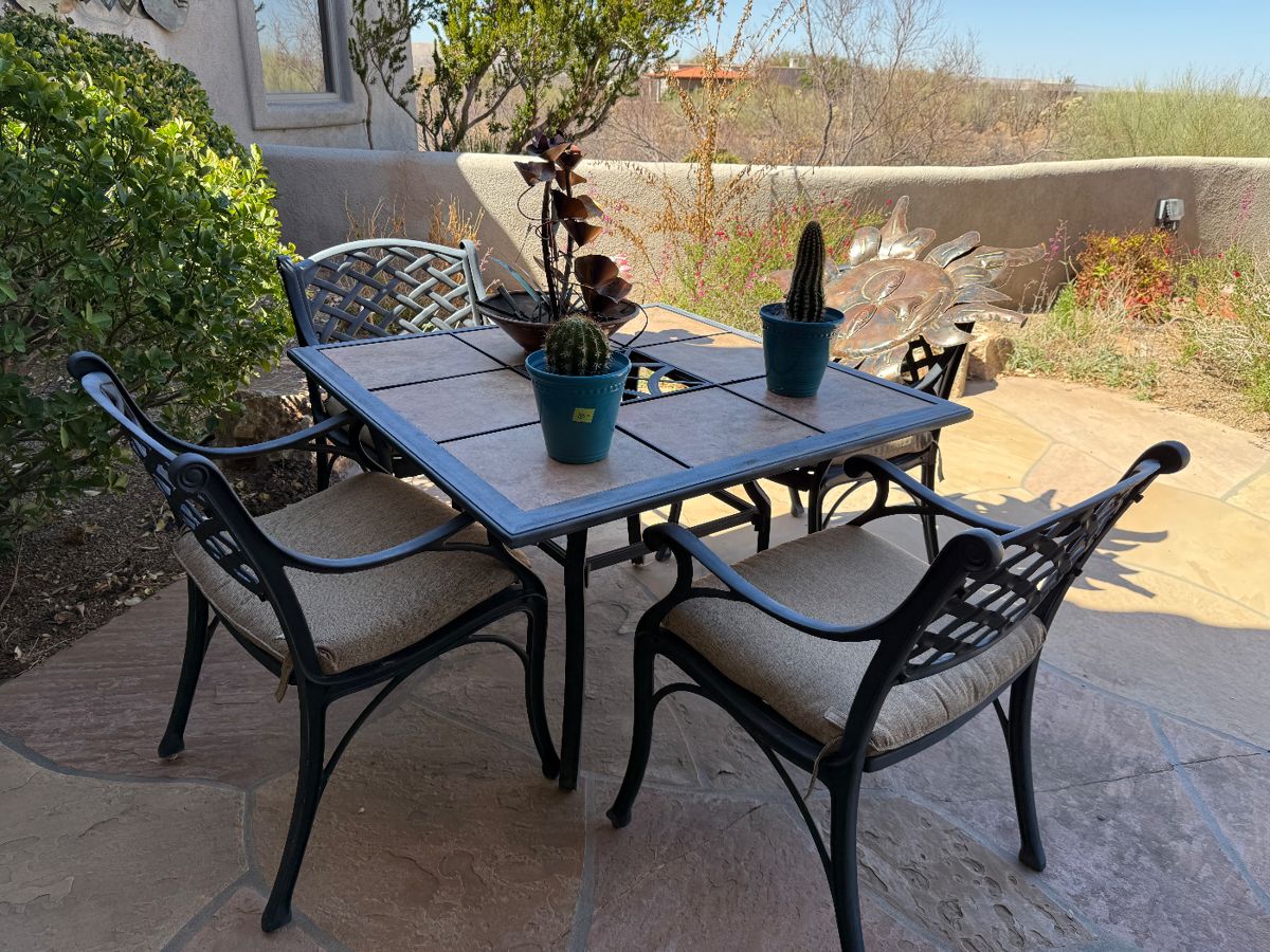 High end wrought iron table 4 chairs