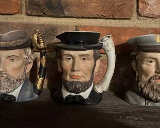 Lefton Toby Mugs Abe Lincoln KW1113, Robert E Lee KW1111, Stonewall Jackson KW1112