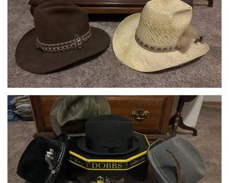 Resistol Stagecoach Cowboy Hat Size 7; Resistol Stagecoach Straw Cowboy Hat Size 7-3/8; Alexander Customized Mens Hat; Dobbs 5th Ave. New York Mens Hat and Box