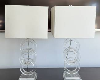 (2) Triple Ring Glass Lamps