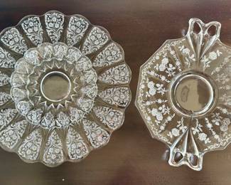 Etched Glass Serving Dishes