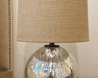 (2) Mercury Glass Lamps with Burlap Shade