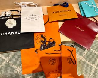 Chanel, Prada, Louis Vuitton, Hermes, Cartier & Tiffany & Co. Shopping Bags