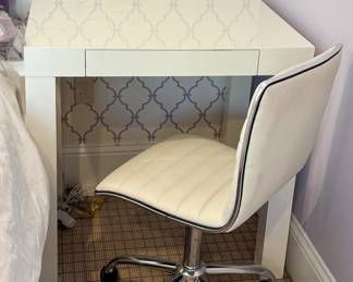 Modern Lacquer Desk & Faux Leather Desk Chair