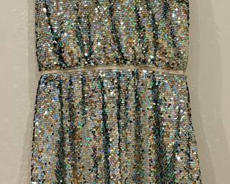 Silver Sequin Evening Dress