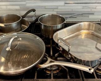 Assorted Pans & All Clad Roaster