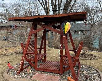 Amish double pine swing glider