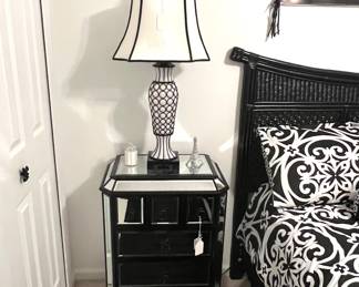 Mirrored Nightstand - Glass Lamp …
