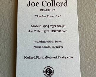 Listing Agent; Joe Collerd 
904-238-0042