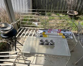 Wrought iron Bench & Coffee table