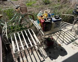 Wrought iron chairs & End table