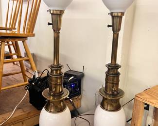Stiffle Style Ostrich Brass Lamps