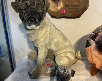 Pug concrete garden statue 