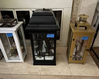 Handmade vintage Christmas lanterns light up 