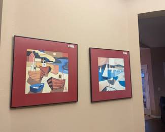 GREAT POP OF COLOR ON THESE MODERN ART BOATS
