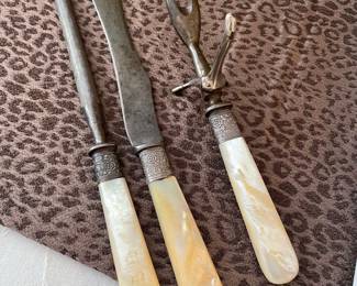 STERLING AND MOTHER OF PEARL VINTAGE SET -