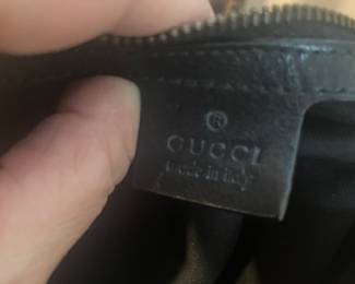 REAL DEAL LARGE VINTAGE GUCCI BLACK FABRIC AND LEATHER PURSE