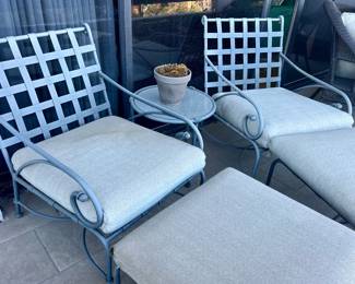 BROWN JORDAN ALFRESCO                                                        4 club chairs $225 each small table $60                                          chaise $250 TAKE ALL OF IT $1000