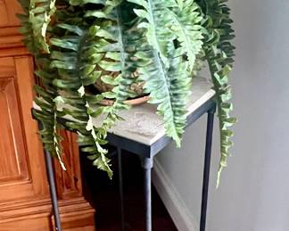 marble top plant stand with plant $45