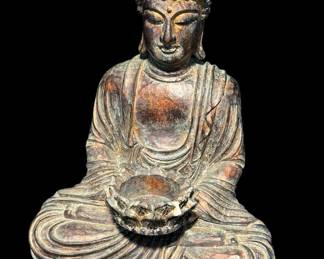 Gautam Buddha Sitting Candleholder Holding Lotus