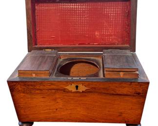 English Regency Sarcophagus Style Wooden Tea Caddy