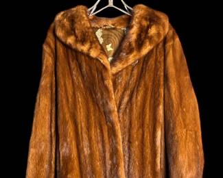 COA Furs Caramel Colored Brown Fur Coat, XL