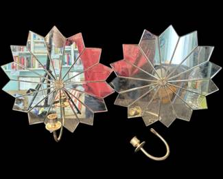 Mirrored Floral Wall Sconce Pair