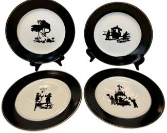 Williams Sonoma Silver Trimmed Chinoiserie Dessert Plates