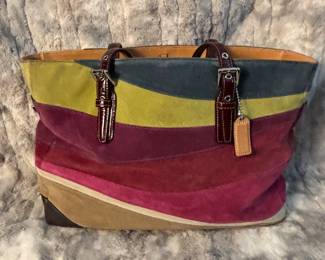 Coach Vintage Large Wave Multicolor Suede Gallery Tote Purse