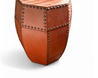 Global Views Leather Studded Accent Table With Storage