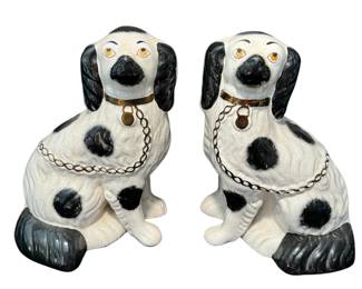 Staffordshire Dog Mantle Figurine Pair 9 Inch