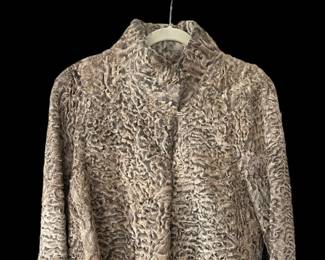 Beige Gray COA Furs Fur Jacket Size XL