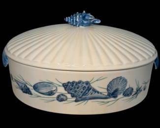 Sea Floral Ovenware Casserole Dish Nautical Shells Blue White